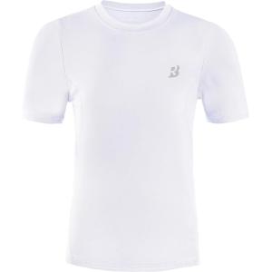 imageRoadbox Boys Compression Shirt Youth Short Sleeve Undershirts for Basketball Baseball Soccer Quick Dry Athletic Base LayerWhite