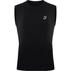 imageRoadbox Boys Compression Tank Tops Youth Sleeveless Shirts Kids Athletic Quick Dry Undershirt Football Basketball T ShirtBlack