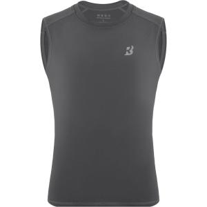 imageRoadbox Boys Compression Tank Tops Youth Sleeveless Shirts Kids Athletic Quick Dry Undershirt Football Basketball T ShirtGrey