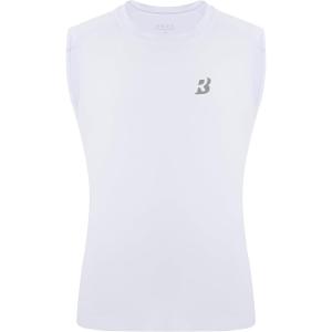imageRoadbox Boys Compression Tank Tops Youth Sleeveless Shirts Kids Athletic Quick Dry Undershirt Football Basketball T ShirtWhite