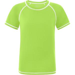 imageRoadbox Boys Rash Guard Short Sleeve Swim Shirt UPF 50 UV Water Shirts for Kids Surf Fishing Sun Protection RashguardGreen