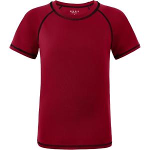 imageRoadbox Boys Rash Guard Short Sleeve Swim Shirt UPF 50 UV Water Shirts for Kids Surf Fishing Sun Protection RashguardRed