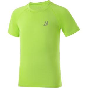 imageRoadbox Boys Rash Guard Swim Shirt UPF 50 Sun Protection Short Sleeve Quick Dry Rashguard Water Shirt for KidsLime Green