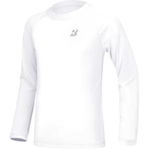 imageRoadbox Boys UPF 50 Rash Guard Swim Shirt Kids Long Sleeve Sun Protection Shirts Youth UV Athletic Beach Rashguard1 Pack White