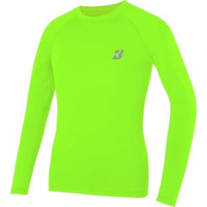 imageRoadbox Boys Youth Compression Shirts  Long Sleeve Athletic Undershirt Kids Quick Dry Base Layers for Baseball Soccer1packfluorescent Green