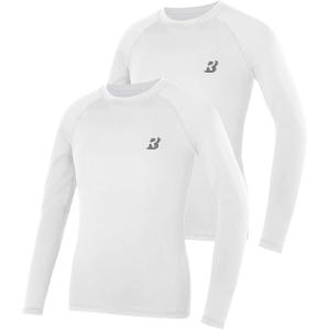 imageRoadbox Boys Youth Compression Shirts  Long Sleeve Athletic Undershirt Kids Quick Dry Base Layers for Baseball Soccer2packwhite white