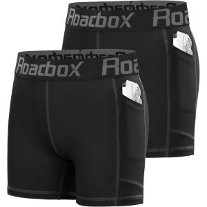 imageRoadbox Girls Volleyball Shorts 4 Kids Athletic Spandex Biker Youth Compression Shorts with Pockets for Dance GymnasticsBlackblack