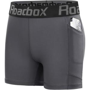 imageRoadbox Girls Volleyball Shorts 4 Kids Athletic Spandex Biker Youth Compression Shorts with Pockets for Dance GymnasticsGray