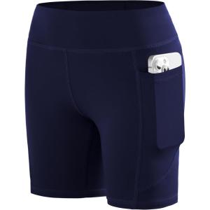 imageRoadbox Girls Volleyball Spandex Shorts 5quot Youth Bike Athletic Compression Shorts for Gymnastics Dance Yoga with PocketsNavy Blue