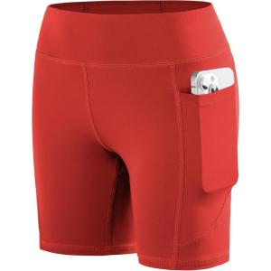 imageRoadbox Girls Volleyball Spandex Shorts 5quot Youth Bike Athletic Compression Shorts for Gymnastics Dance Yoga with PocketsRed