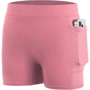 imageRoadbox Girls Volleyball Spandex Shorts Youth Biker Shorts with Pockets Athletic Compression Short for Yoga Gymnastics Dance1packpink