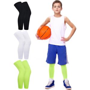 imageRoadbox Kids Leg Sleeve 3 Pairs NonSlip UV Protection Thigh Calf Support Long Compression Leg Sleeves for Youth Boys Girls Basketball Football Running Sport