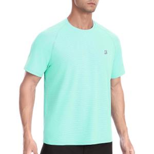 imageRoadbox Mens Rash Guard Short Sleeve UPF 50 UV Sun Protection Water TShirts Cool Dry Swim Shirts for Surf Beach FishingLight Aqua Green
