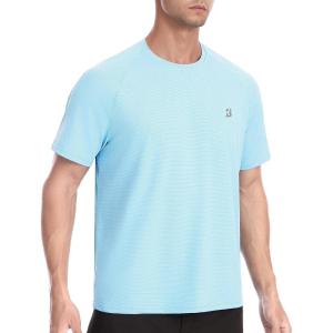 imageRoadbox Mens Rash Guard Short Sleeve UPF 50 UV Sun Protection Water TShirts Cool Dry Swim Shirts for Surf Beach FishingLight Water Blue