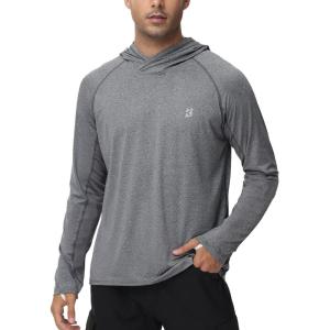 imageRoadbox Mens UPF 50 Fishing Shirts Long Sleeve UV Sun Hoodie Hiking Running Swim Athletic Workout ShirtA01dark Gray