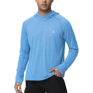 imageRoadbox Mens UPF 50 Fishing Shirts Long Sleeve UV Sun Hoodie Hiking Running Swim Athletic Workout ShirtA01light Gray Blue