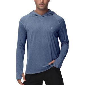 imageRoadbox Mens UPF 50 Fishing Shirts Long Sleeve UV Sun Hoodie Hiking Running Swim Athletic Workout ShirtA02dark Blue