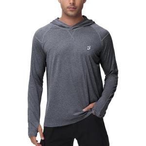 imageRoadbox Mens UPF 50 Fishing Shirts Long Sleeve UV Sun Hoodie Hiking Running Swim Athletic Workout ShirtA02deep Flower Gray
