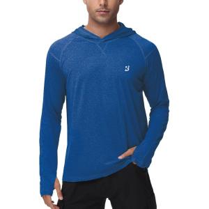 imageRoadbox Mens UPF 50 Fishing Shirts Long Sleeve UV Sun Hoodie Hiking Running Swim Athletic Workout ShirtA02flower Grey Royal Blue