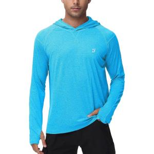 imageRoadbox Mens UPF 50 Fishing Shirts Long Sleeve UV Sun Hoodie Hiking Running Swim Athletic Workout ShirtA02flower Grey Sky Blue