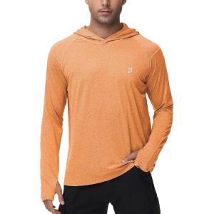 imageRoadbox Mens UPF 50 Fishing Shirts Long Sleeve UV Sun Hoodie Hiking Running Swim Athletic Workout ShirtA02hua Grey Orange