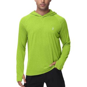 imageRoadbox Mens UPF 50 Fishing Shirts Long Sleeve UV Sun Hoodie Hiking Running Swim Athletic Workout ShirtA02lime Green