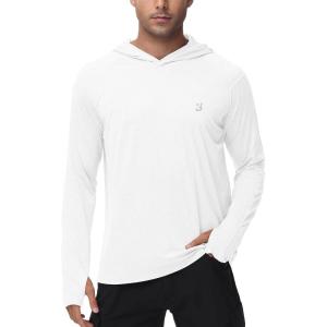 imageRoadbox Mens UPF 50 Fishing Shirts Long Sleeve UV Sun Hoodie Hiking Running Swim Athletic Workout ShirtA02white