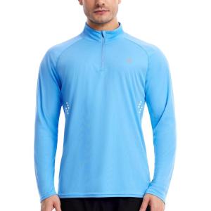 imageRoadbox Mens UPF 50 UV Sun Protection Shirts 14 Zip Athletic Pullover Long Sleeve Running Fishing Rash Guard TShirtBright Blue