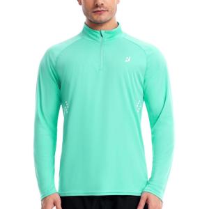 imageRoadbox Mens UPF 50 UV Sun Protection Shirts 14 Zip Athletic Pullover Long Sleeve Running Fishing Rash Guard TShirtGreen