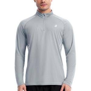 imageRoadbox Mens UPF 50 UV Sun Protection Shirts 14 Zip Athletic Pullover Long Sleeve Running Fishing Rash Guard TShirtLight Gray