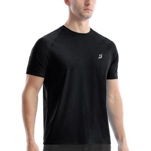 imageRoadbox Swim Shirts Short Sleeve for Men Sun Protection UPF 50 Fishing Rash Guard UV Gym Workout Shirt for Running OutdoorBlack