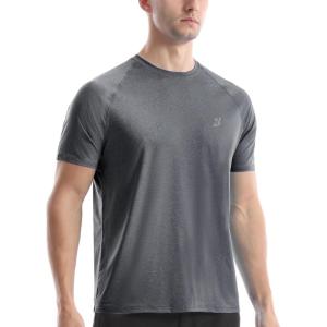 imageRoadbox Swim Shirts Short Sleeve for Men Sun Protection UPF 50 Fishing Rash Guard UV Gym Workout Shirt for Running OutdoorDark Flower Grey