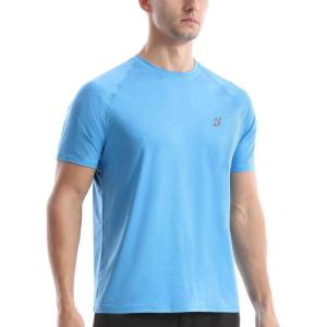 imageRoadbox Swim Shirts Short Sleeve for Men Sun Protection UPF 50 Fishing Rash Guard UV Gym Workout Shirt for Running OutdoorLight Blue
