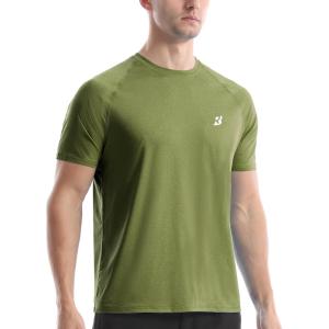 imageRoadbox Swim Shirts Short Sleeve for Men Sun Protection UPF 50 Fishing Rash Guard UV Gym Workout Shirt for Running OutdoorOlive Green
