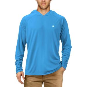 imageRoadbox UPF 50 Fishing Shirts for Men Long Sleeve UV Sun Protection Hoodie Outdoor Hiking Running Swimming Rash GuardNo Thumb Holecampanula Blue