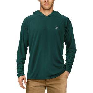 imageRoadbox UPF 50 Fishing Shirts for Men Long Sleeve UV Sun Protection Hoodie Outdoor Hiking Running Swimming Rash GuardNo Thumb Holeemerald Green