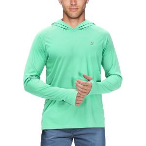 imageRoadbox UPF 50 Fishing Shirts for Men Long Sleeve UV Sun Protection Hoodie Outdoor Hiking Running Swimming Rash GuardThumb Holemint Green