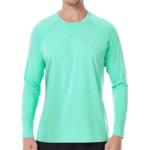 imageRoadbox UPF 50 Sun Shirts for Men UV Protection Long Sleeve Swim Shirt Lightweight Rash Guard for Fishing Hiking RunningGreen