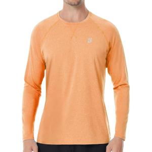 imageRoadbox UPF 50 Sun Shirts for Men UV Protection Long Sleeve Swim Shirt Lightweight Rash Guard for Fishing Hiking RunningOrange