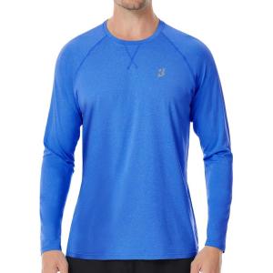 imageRoadbox UPF 50 Sun Shirts for Men UV Protection Long Sleeve Swim Shirt Lightweight Rash Guard for Fishing Hiking RunningRoyal Blue