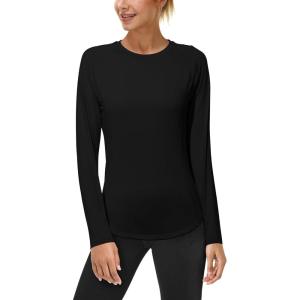imageRoadbox Womens Long Sleeve UV Sun Shirts UPF 50 Workout Swim Rash Guard TopsLong Sleeve Black