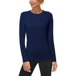 imageRoadbox Womens Long Sleeve UV Sun Shirts UPF 50 Workout Swim Rash Guard TopsLong Sleeve Deep Sea Blue