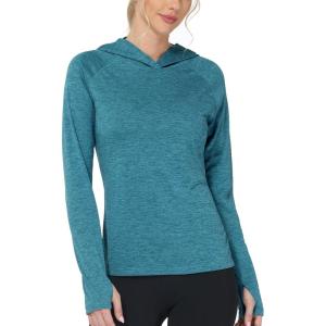 imageRoadbox Womens Sun Protection Hoodie UPF 50 Long Sleeve Hiking Fishing Hooded Shirt UV Rash Guard for WomenDark Blue