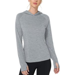 imageRoadbox Womens Sun Protection Hoodie UPF 50 Long Sleeve Hiking Fishing Hooded Shirt UV Rash Guard for WomenLight Gray