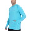 imageRoadbox Fishing Shirts for Men Long Sleeve UPF 50 Sun Protection Hoodies with Pocket Outdoor Running Hiking Rash GuardFlower Grey Sky Blue
