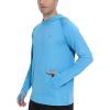 imageRoadbox Fishing Shirts for Men Long Sleeve UPF 50 Sun Protection Hoodies with Pocket Outdoor Running Hiking Rash GuardLight Heather Blue
