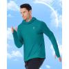 imageRoadbox Mens UPF 50 Fishing Shirt Long Sleeve UV Sun Protection Hoodies Quick Dry Rash Guard for Hiking Outdoor WorkingMalachite Green
