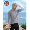 imageRoadbox Mens UPF 50 Fishing Shirts Long Sleeve UV Sun Protection SPF Hoodie Quick Dry Swim Rash Guard for Outdoor HikingLight Grey