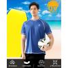 imageRoadbox Mens UPF 50 Swim Shirts Short Sleeve UV Sun Protection Rash Guard TShirt Quick Dry Water Surfing Beach TeesDeep Blue