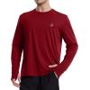 imageRoadbox Mens UPF 50 UV Sun Protection Shirts SPF Long Sleeve Lightweight Water Swim Rash Guard for Fishing Running HikingCrimson